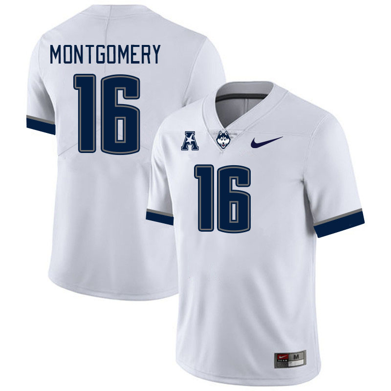 Men #16 Brock Montgomery Uconn Huskies College Football Jerseys Stitched-White